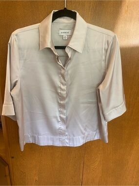 Evereve Silver Button-Down Collared Blouse